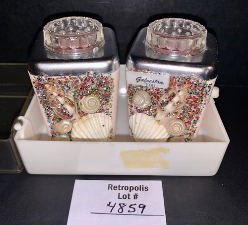 Galveston Kitschy SALT & PEPPER SHAKERS Seashells Souvenir Vintage