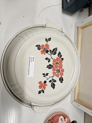 Hall China Vintage Red Poppy Silver Trim Casserole Dish with lid USA Kitchenware