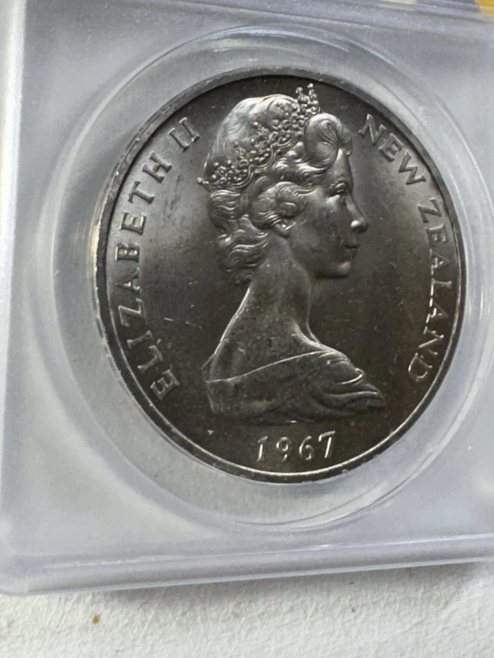 1967 New Zealand 1 Dollar Graded MS 67 by ANACS - Image 2 of 4