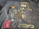 Huge Vintage Costume Jewelry Lot Estate Find Necklaces, Brooches, Bracelets,