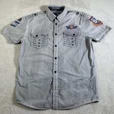 Roar Shirt Mens Large Gray Aviation Edition Embroidered Graphic Short Sleeve