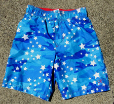 OP Ocean Pacific Boys Blue Stars Water Pattern Swim Trunks Board Shorts Size 8 M