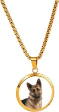 German Shepherd Dog Pet Family Gold Colour Necklace With Pendant And Gift Box