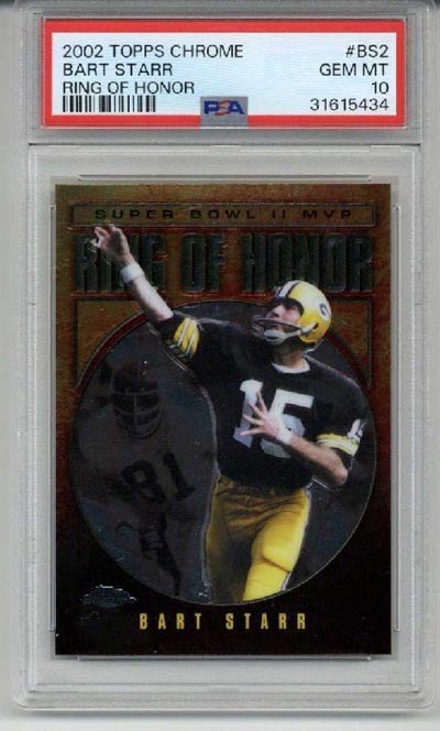 2002 TOPPS CHROME RING OF HONOR #BS2 BART STARR CARD PACKERS PSA 10 LOW POP RARE