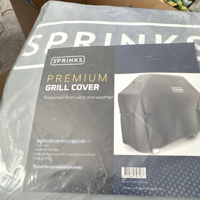 Sprinks Premium Grill Cover Grey PVC-lined Oxford Universal 58x24x48in SP-GR-002