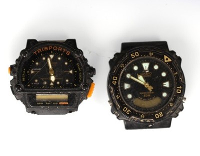 Casio Watch Men Black Plastic 50m Alarm Chron Date Battery Quartz NON-WORKING