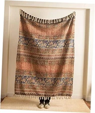 Handloomed Block Print Throws Blanket for Couch, Sofa (52 X 72 inches) Design 1