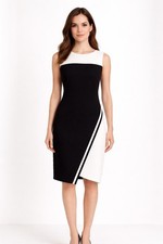 Calvin Klein Black White Colorblock Sheath Dress Women’s 12 Corpcore Workwear