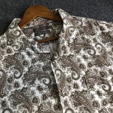 Daniel Cremieux Shirt Mens Extra Large Brown Camp Loop Linen Blend Paisley