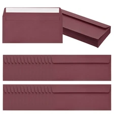 60 Pack Wine Red #10 Business Envelopes, Letter Size Envelopes