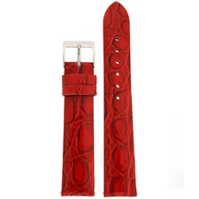 Watch Band Leather Red Shiny Quick Change Patent Leather Crocodile Grain