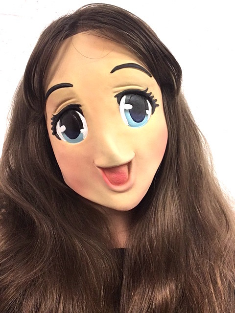 Miedo Femenino Muñeca Máscara Halloween Disfraz Anime Manga Ojos Grandes Japón