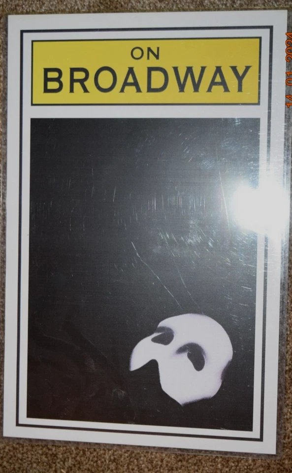 PHANTOM OF THE OPERA "ON BROADWAY" POSTER (11" x 17") Large Plastic Sleeve, New - Image 3 of 3