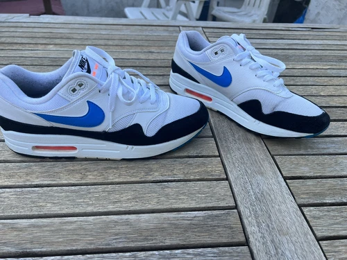 Size 8.5 - Nike Air Max 1 Photo Blue Total Orange-used *no Box*