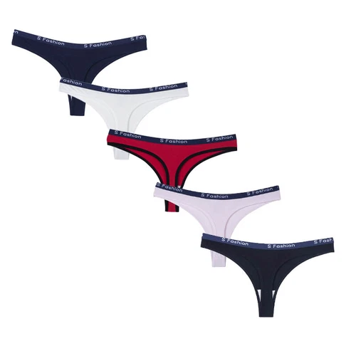 5-pak Partia Sexy Damskie Bawełniane Majtki Stringi G-String Bikini Bielizna Figi Zestaw - Zdjęcie 3 z 16