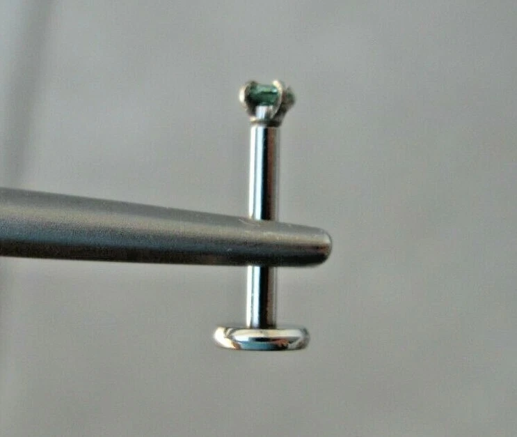 2,06 мм реальный светло-зеленый бриллиант лабрет тела, сертификат кромки 1/4», 5/16», 3/8», 7/16 - Изображение 3 из 4