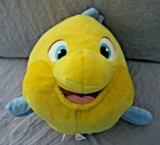Disney Store Flounder 15" Plush Little Mermaid Yellow Blue Fish Soft  Clean