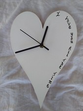 Wooden Wall Clock Hand Crafted  Large Heart Shape With" I Love You All The Time"