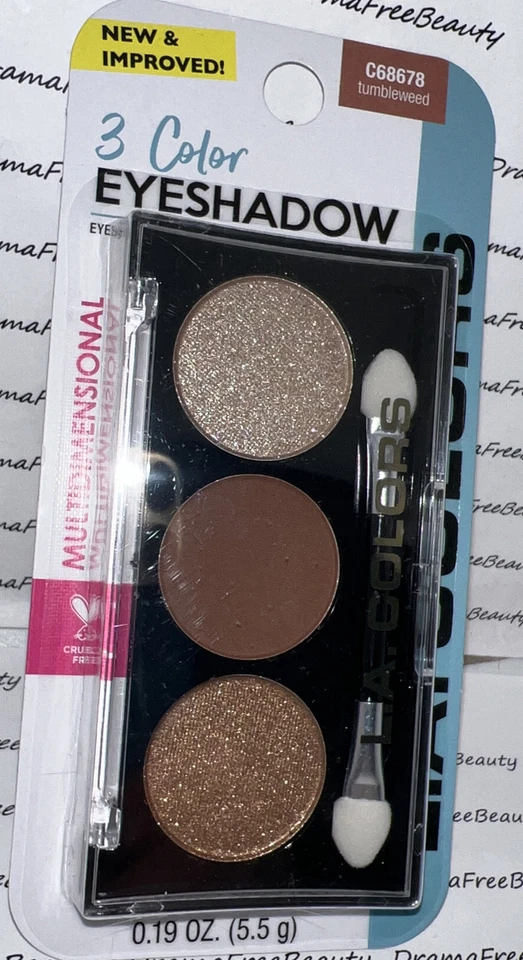 L.A. Colors 3 Color Eyeshadow Trio C68678 * TUMBLEWEED * Matte & Shimmer Browns - Image 3 of 4