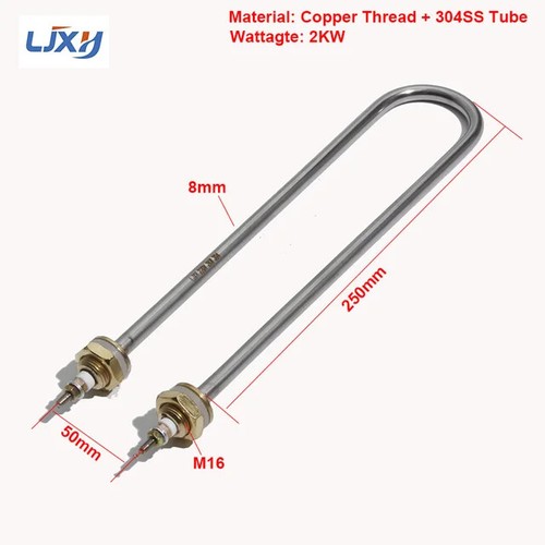 Tubo de calor eléctrico LJXH U tipo M16, elemento de calefacción en forma de U 2KW Coppe - Imagen 29 de 29