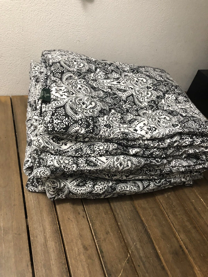 Edredón Ralph Lauren blanco y negro cachemir reina 100 % algodón 90x94" usado en excelente estado Foto 2 de 4