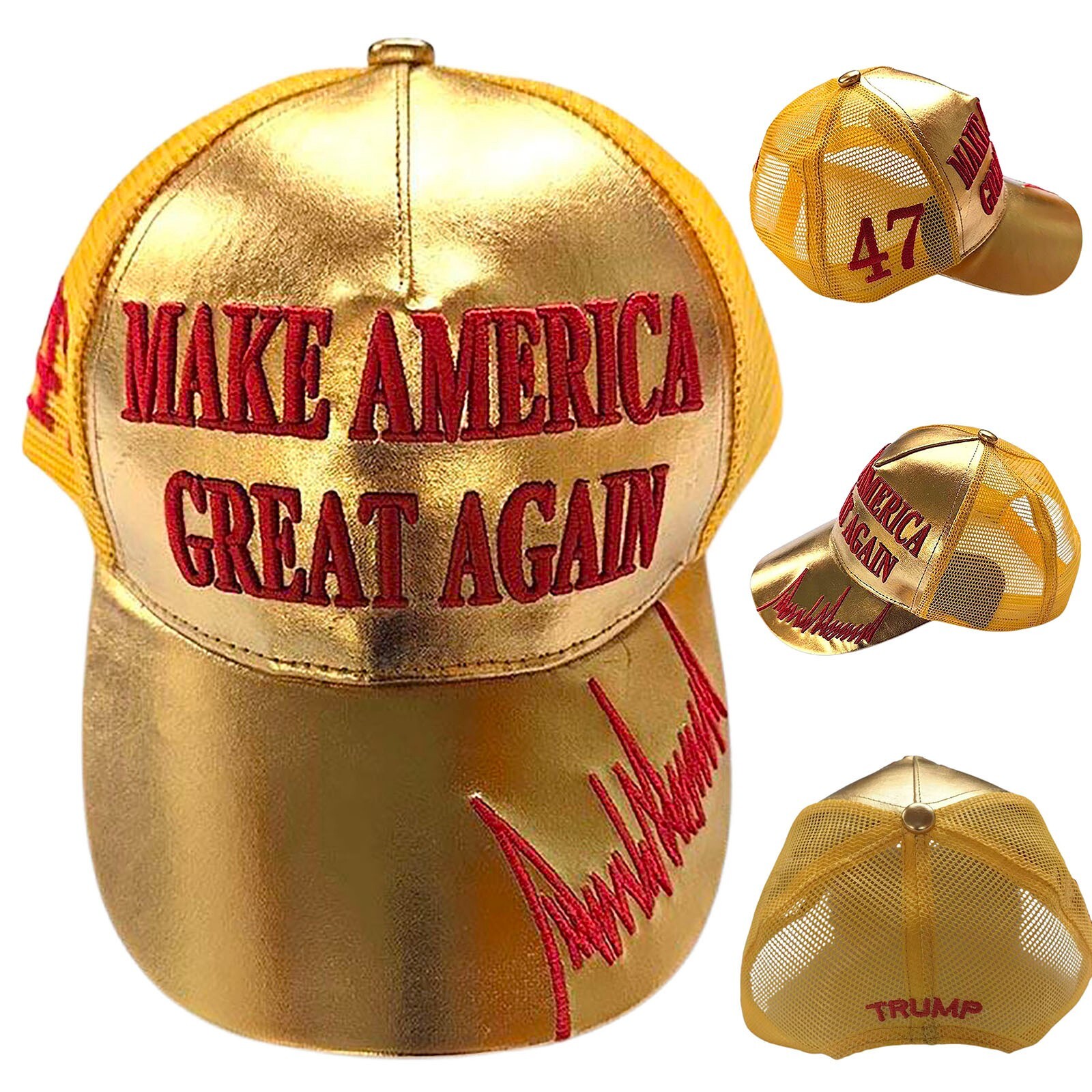 Trump 2024 Gold Hat MAGA Hat Donald Make America Great Again USA Baseball Cap