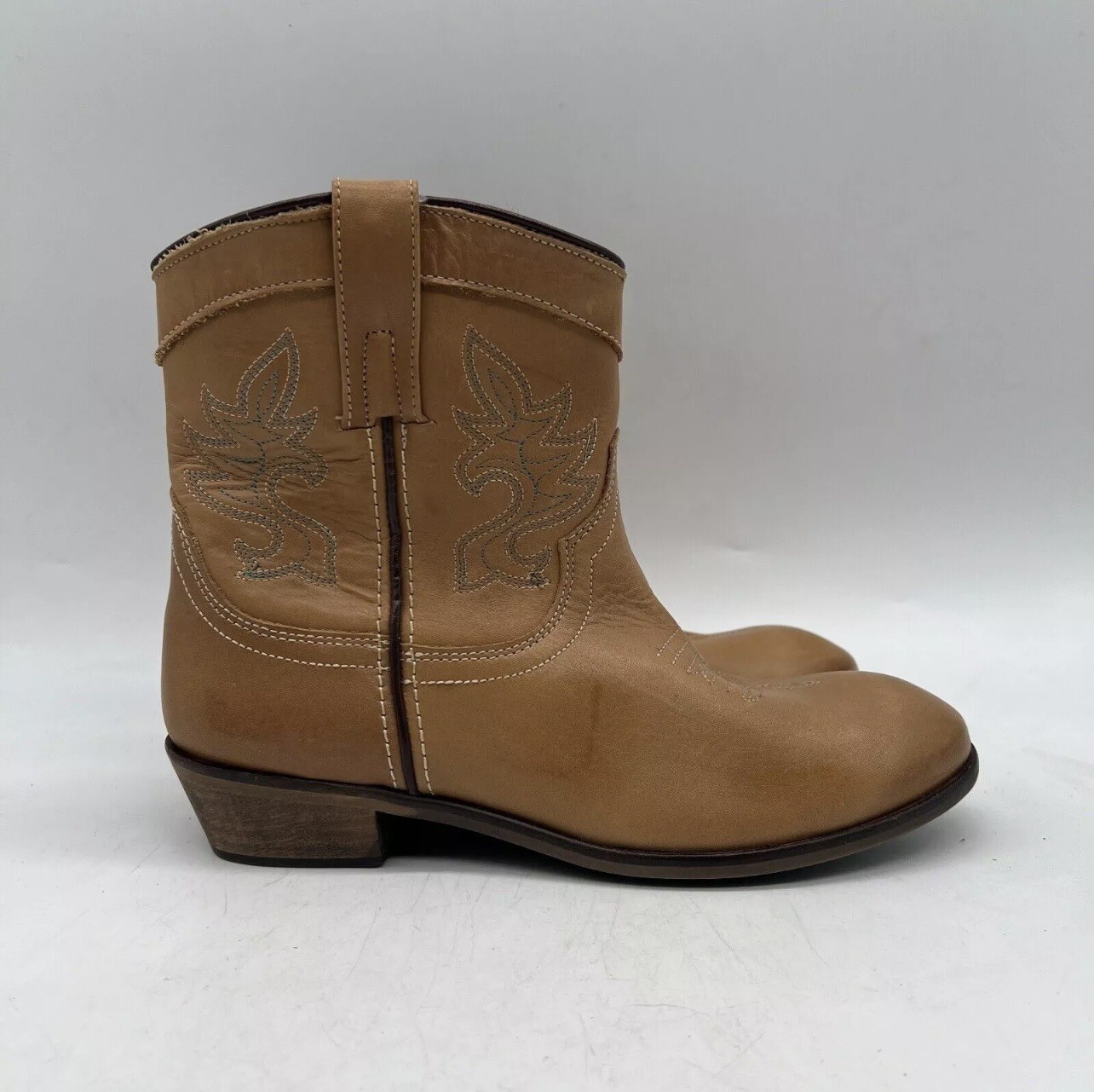 Dingo Willie DI862 Womens Antique Tan Leather Pull-On Western Boots Size 6M