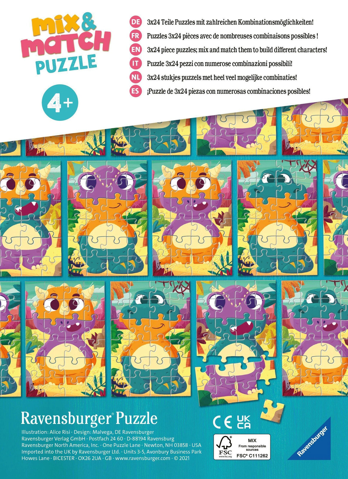 Ravensburger Cute Dinos Mix & Match Puzzle 3x24pc eBay