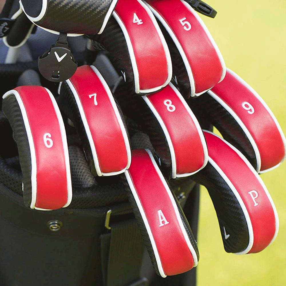 CALLAWAY DELUXE PU GOLF IRON HEAD COVERS X 9 / FITS ALL CALLAWAY IRON