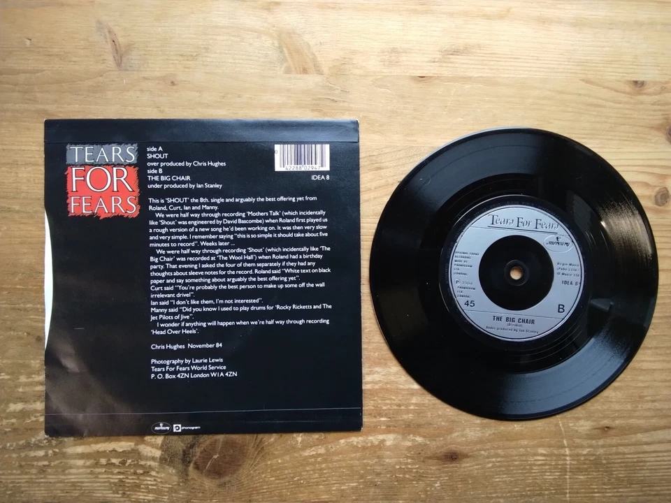 Tears for Fears Shout / The Big Chair Excellent 7" Single Vinyl Record IDEA8 - Image 2 of 4