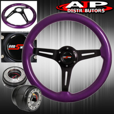 Slim Quick Release For 92-95 Civic + Purple Wood Trim Deep Dish Steering Wheel