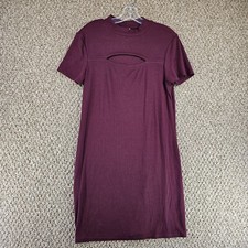 No Boundries Dress Womens XL (15-17) Short Sleeve Ribbed Knit Burgundy