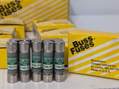 BUSSMANN FNM-3-2/10 Midget Fuse, 250VAC, Dual Element, Time Delay - 1 Box of 10