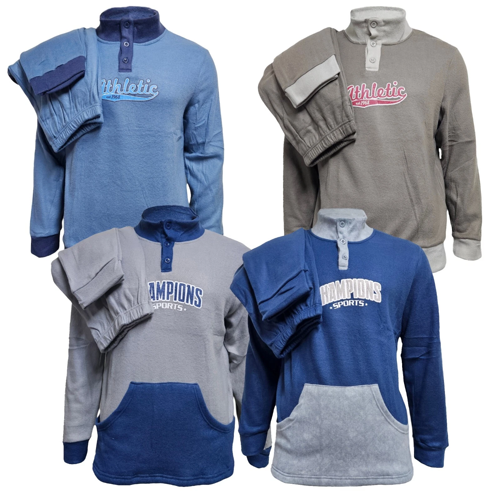 PIGIAMA UOMO INVERNALE MOLTO CALDO PILE MAGLIA E PANTALONE M L XL 2XL - Foto 1 di 6