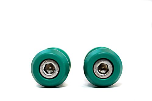 Green 8mm Rear Swingarm Motorcycle Spool Sliders Swing Arm Stand M8 Pair Bobbins - Picture 3 of 8