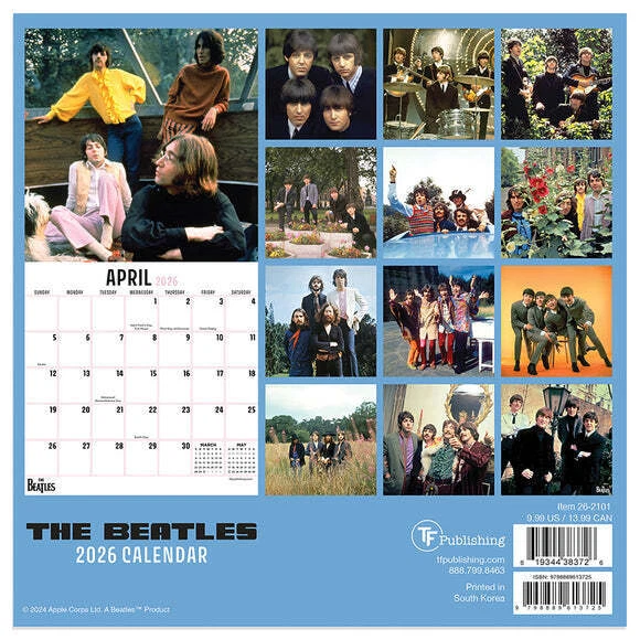 TF Publishing The Beatles 2026 Mini Vertical Wall Calendar