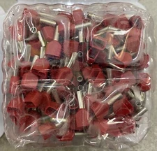 BM 00556 Insulated End Sleeve/Bootlace Lug,2 X 1.5mm2/16 AWG, Red, 200 Pc's Pkt