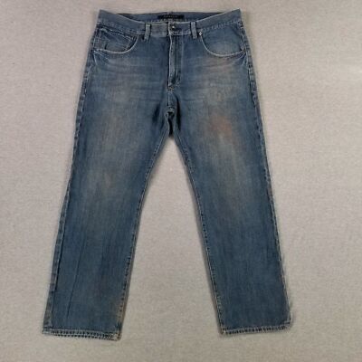 Sean John 38x32 Blue Jeans Straight Leg Faded Stained Broken In Classic Dungaree