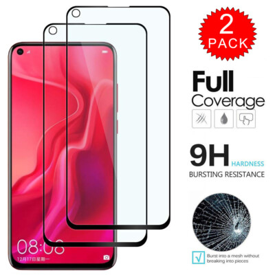 2-Pack For Huawei Honor View 20-Full Cover Tempered Glass Screen Protector Black