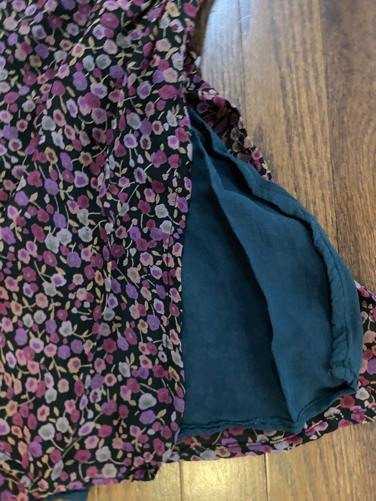 Vintage MOC Pink Floral Rayon Midi Skirt 14 Cotta… - image 3