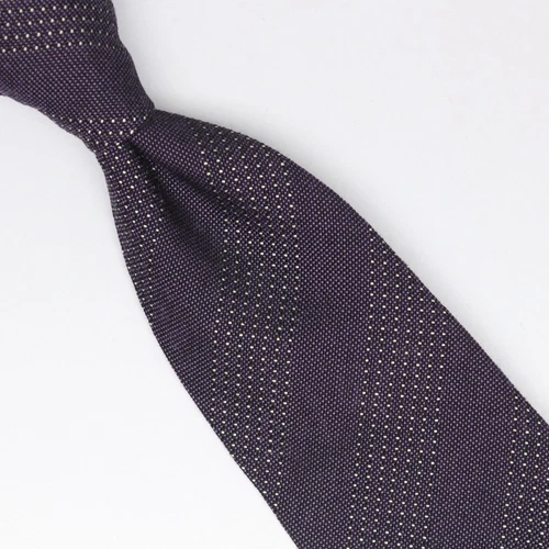 John G Hardy Mens Wool Silk Necktie Purple White Dotted Stripe Weave Woven Tie