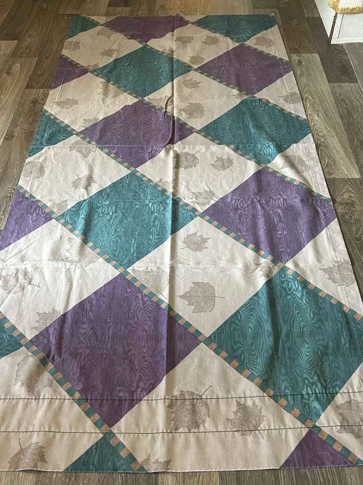 1 Springmaid Curtain Panel Rod Pocket Multicolor Teal purple white Diamonds VTG - Image 4 of 4