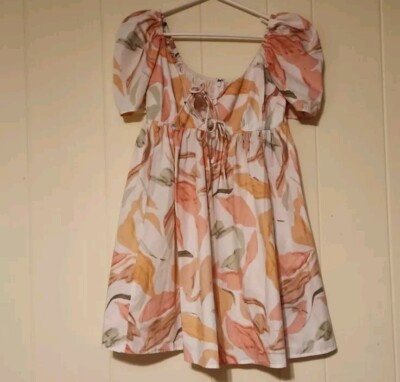 keyhole babydoll mini dress Relaxed Textured Babydoll Mini Dress with Back Keyhole Detail Caramel / M