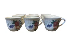 Noritake Epoch Collection Tudor Court E802 Coffee Cups (9) Floral Design Korea