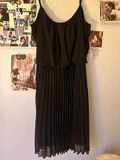 Black Pleated Spaghetti Strap Dress