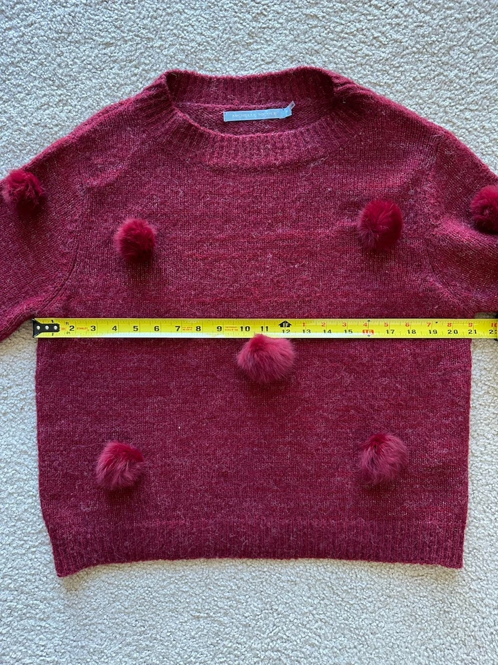 Suéter Pullover Michelle Nicole Piel de Conejo Pom Pom Borgoña Mezcla de Lana Mediano Foto 4 de 4
