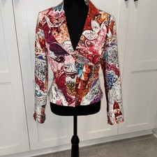 Alberto Makali Size 6 Blazer Paisley Print Floral Baroque Designer Artsy Read