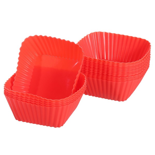 18 StüCk Silikon-BackföRmchen FüR Cupcakes,Quadratische MuffinföRmchen,7Cm,Rot-image