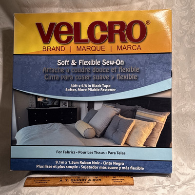 VELCRO  Brand 90317 30 feet x 5/8'' BLACK HOOK & LOOP Soft & Flexible Sew-on