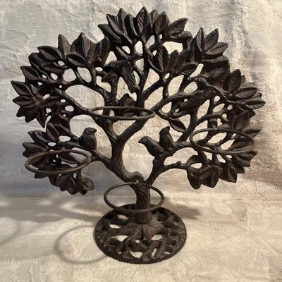 Cast Iron Tree Of Life with 4 Candle Holders 